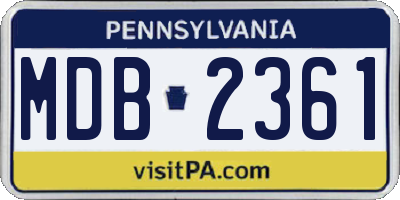 PA license plate MDB2361