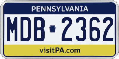 PA license plate MDB2362