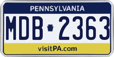 PA license plate MDB2363