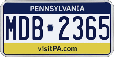 PA license plate MDB2365