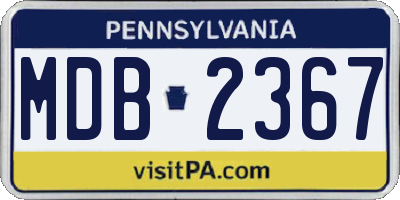 PA license plate MDB2367