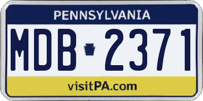 PA license plate MDB2371