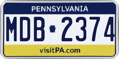 PA license plate MDB2374