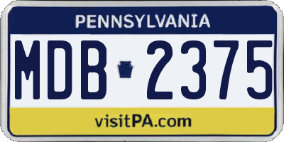 PA license plate MDB2375