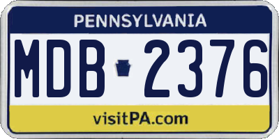PA license plate MDB2376
