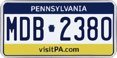 PA license plate MDB2380