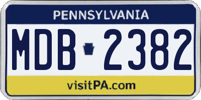 PA license plate MDB2382