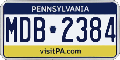 PA license plate MDB2384