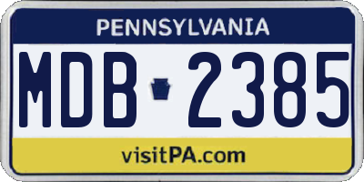 PA license plate MDB2385