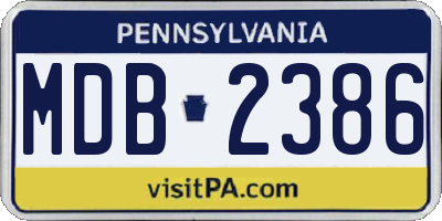 PA license plate MDB2386