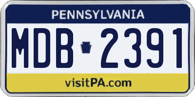 PA license plate MDB2391