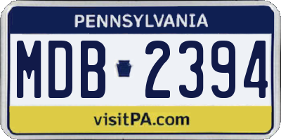 PA license plate MDB2394
