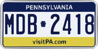 PA license plate MDB2418