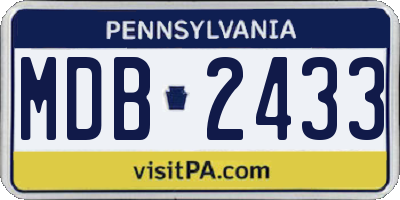 PA license plate MDB2433