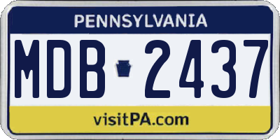 PA license plate MDB2437