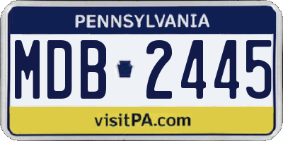 PA license plate MDB2445