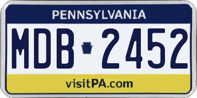 PA license plate MDB2452