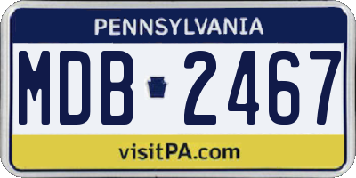 PA license plate MDB2467
