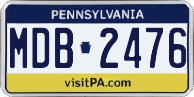 PA license plate MDB2476