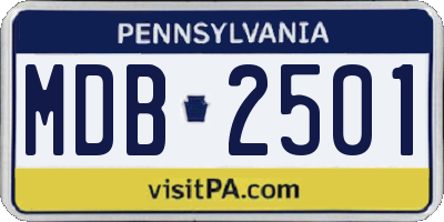 PA license plate MDB2501