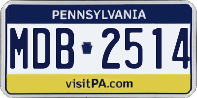 PA license plate MDB2514