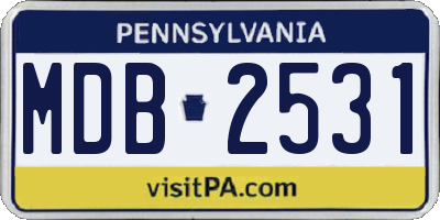 PA license plate MDB2531
