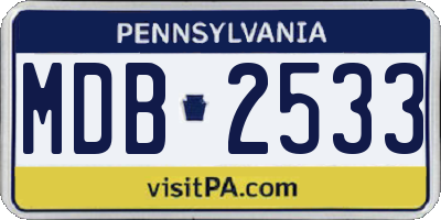 PA license plate MDB2533