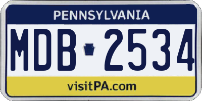 PA license plate MDB2534