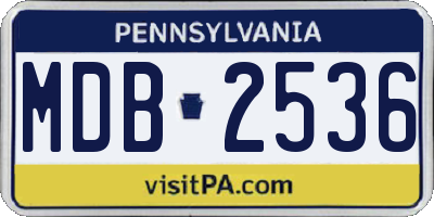 PA license plate MDB2536