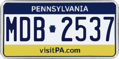PA license plate MDB2537