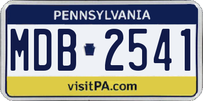 PA license plate MDB2541