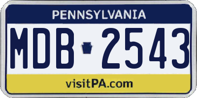 PA license plate MDB2543