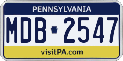 PA license plate MDB2547