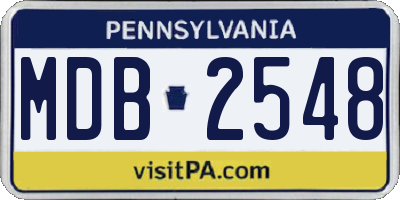 PA license plate MDB2548