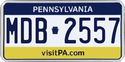 PA license plate MDB2557