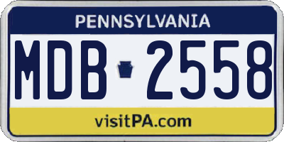 PA license plate MDB2558