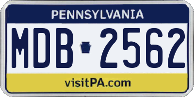 PA license plate MDB2562