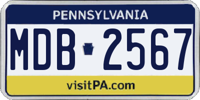 PA license plate MDB2567