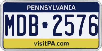 PA license plate MDB2576
