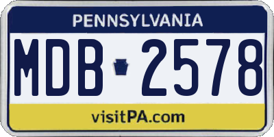 PA license plate MDB2578