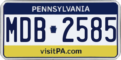 PA license plate MDB2585