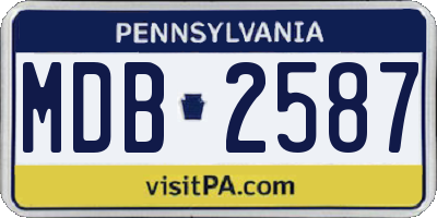 PA license plate MDB2587