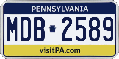 PA license plate MDB2589