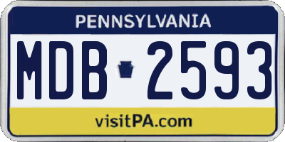 PA license plate MDB2593
