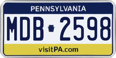 PA license plate MDB2598
