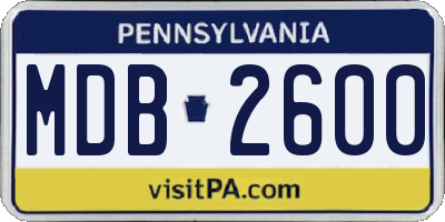 PA license plate MDB2600