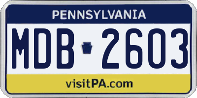 PA license plate MDB2603
