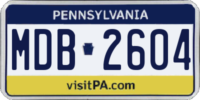 PA license plate MDB2604