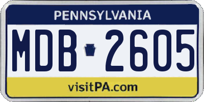 PA license plate MDB2605