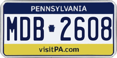 PA license plate MDB2608